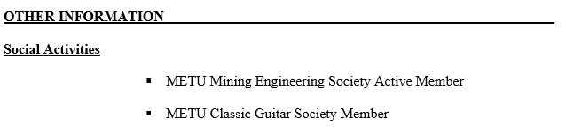 Interests and hobbies on a resume